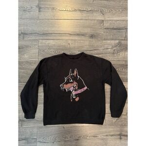 Vardagen Crewneck Black Dog Sweater‎ Womens Medium Heavyweight Pullover VDGN